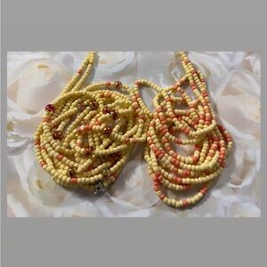 Elegant waist bead set in Yellow and Coral
